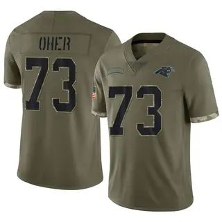 Limited Men's Michael Oher Carolina Panthers Nike 2022 Salute To Service Jersey - Olive