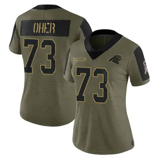 Limited Women's Michael Oher Carolina Panthers Nike 2021 Salute To Service Jersey - Olive
