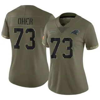 Limited Women's Michael Oher Carolina Panthers Nike 2022 Salute To Service Jersey - Olive